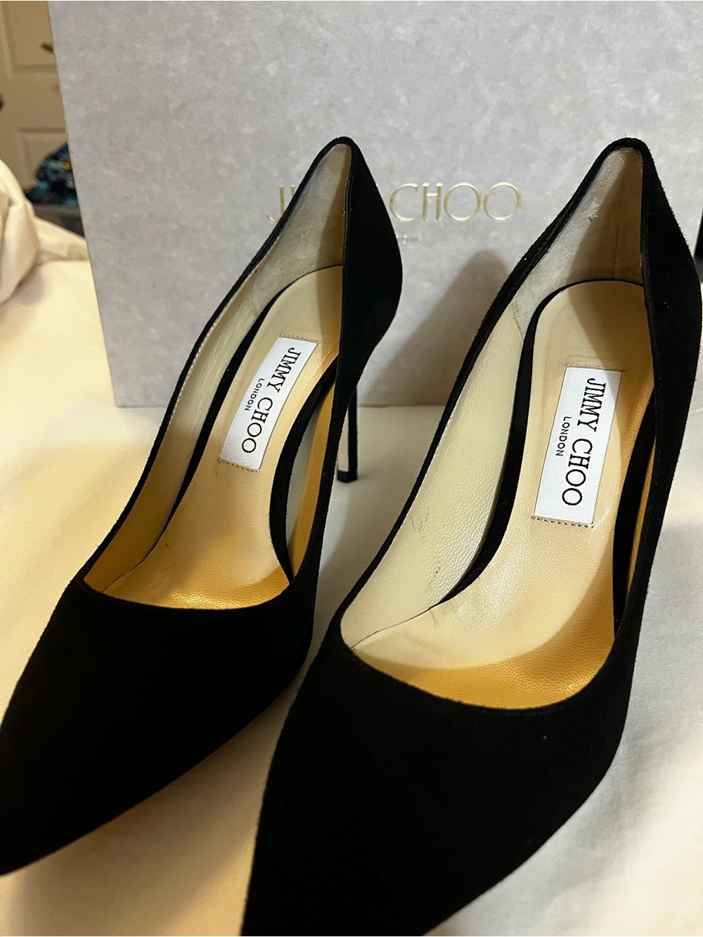 Jimmy Choo Romy Black Suede Pointed Stiletto Pumps